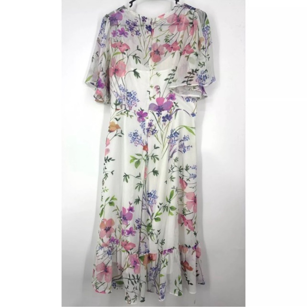 Calvin Klein Floral High-Low Faux Wrap Dress - Picture 2 of 12